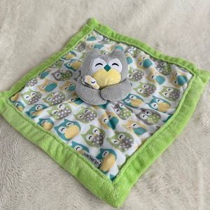 Carters Owl Lovey Grey Blue Green 13” Baby Infant Security Blanket Crib Toy